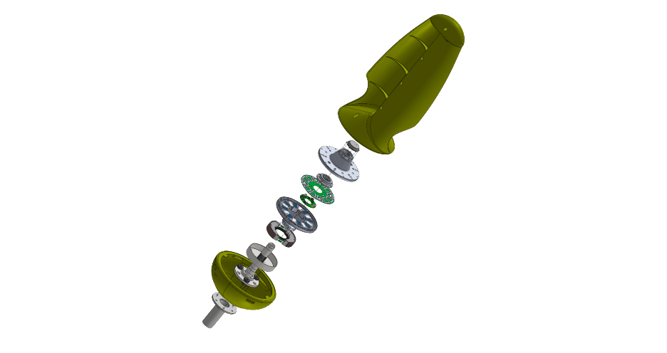 Exploded view of Aeroleaf internal mechanical architecture