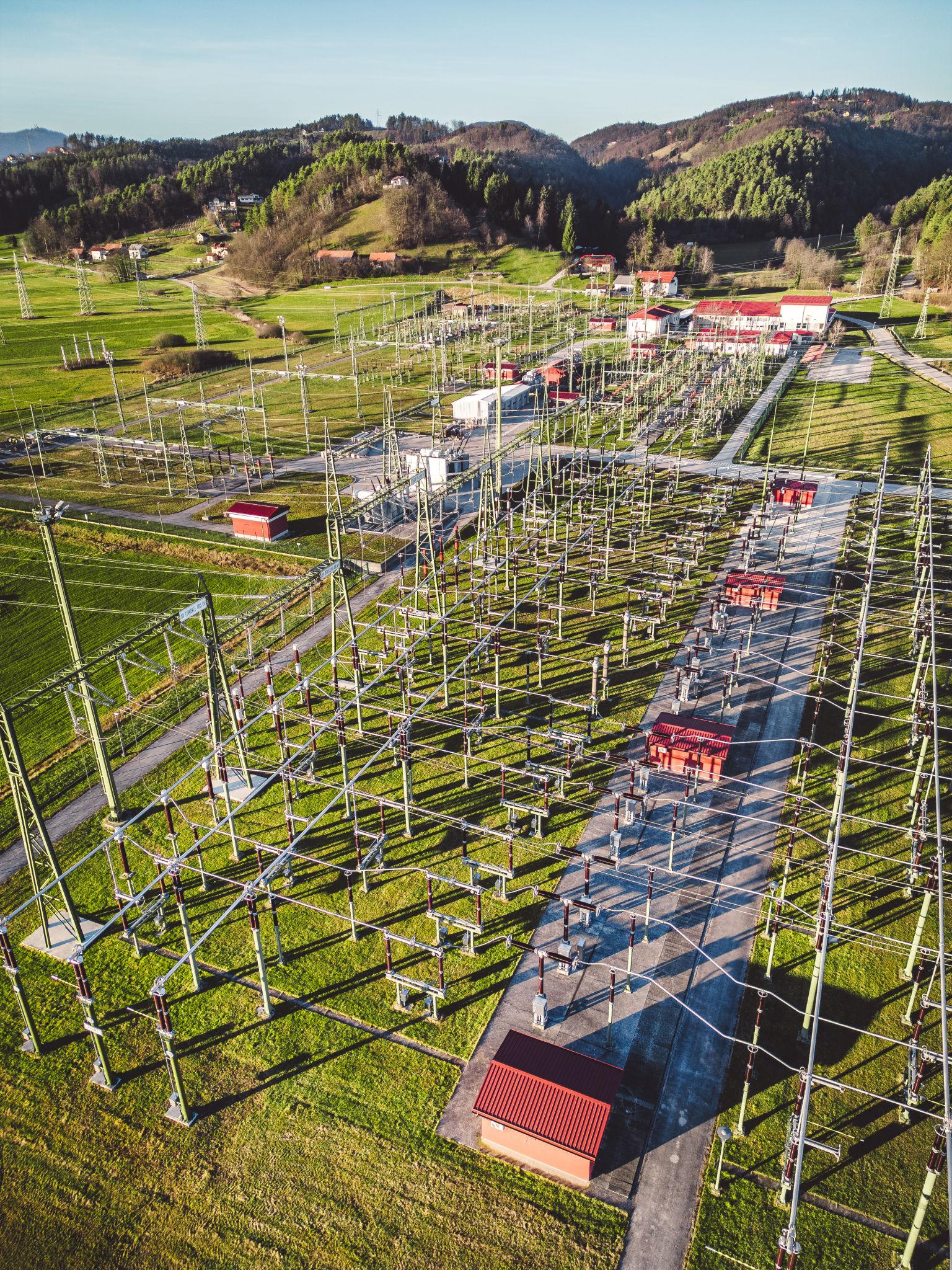 European high-voltage grid infrastructure and substation